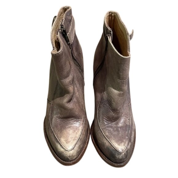 Bed Stu Isla Taupe Handmade Distressed Leather Heeled Ankle Boots Womens Size 9 - Picture 3 of 14